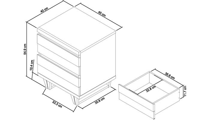 2 Drawer Nightstand