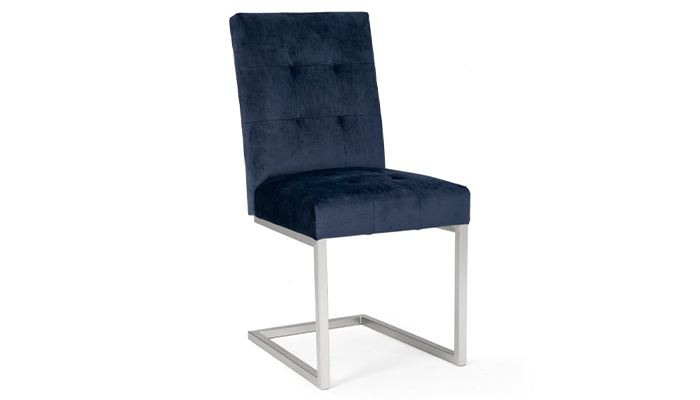 Upholstered Cantilever Chair- Dark Blue Velvet (Pair)