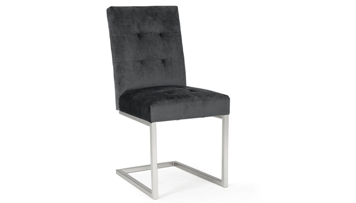 Upholstered Cantilever Chair- Gun Metal Velvet (Pair)