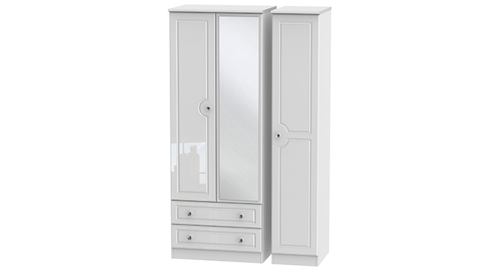 Tall Triple 2 Drawer Mirror Robe 