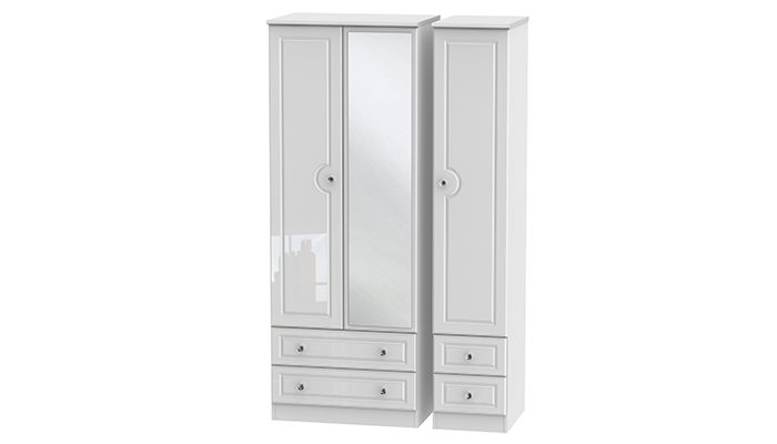 Tall Triple 2 Drawer Mirror and Drawer Robe