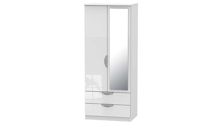 2ft6in 2 Drawer Mirror Robe