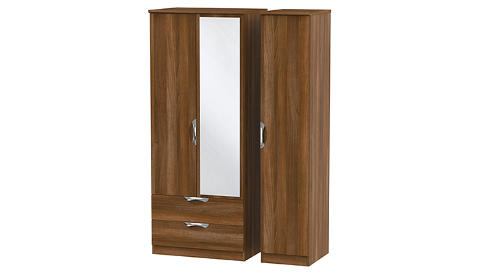 Triple 2 Drawer Mirror Robe 