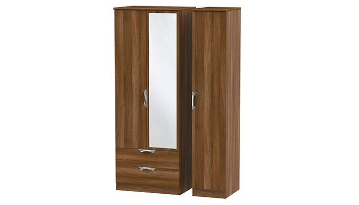 Tall Triple 2 Drawer Mirror Robe 