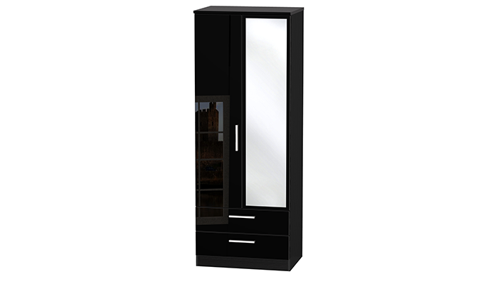 TALL 2ft6in 2 DRAWER MIRROR ROBE 
