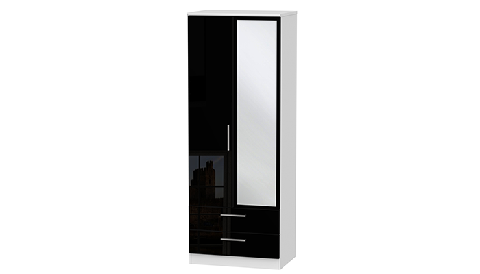 TALL 2ft6in 2 DRAWER MIRROR ROBE 