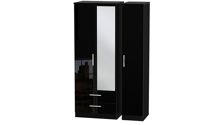 TALL TRIPLE 2 DRAWER MIRROR ROBE 