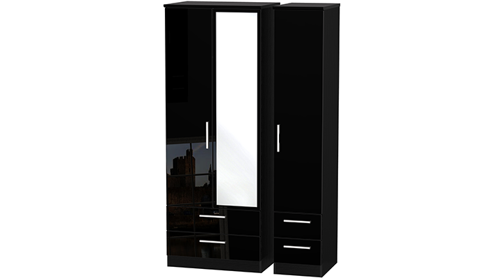 TALL TRIPLE 2 DRAWER MIRROR & DRAWER ROBE 