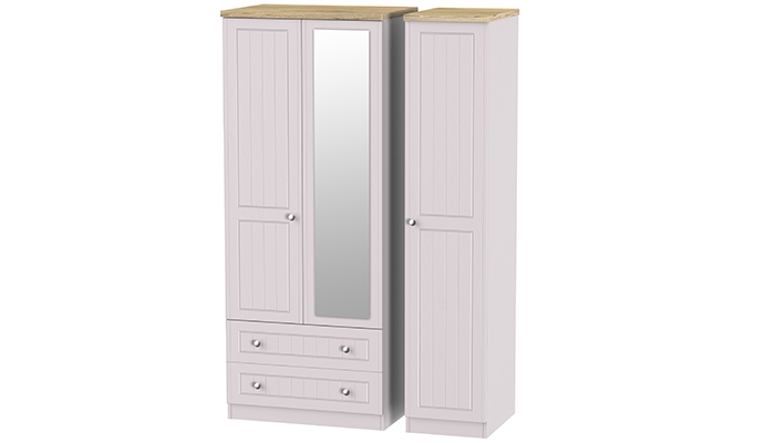 Triple- 2 Drawer Mirror Robe 