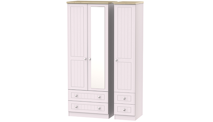 Tall Triple- 2 Drawer Mirror  & Drawer Robe