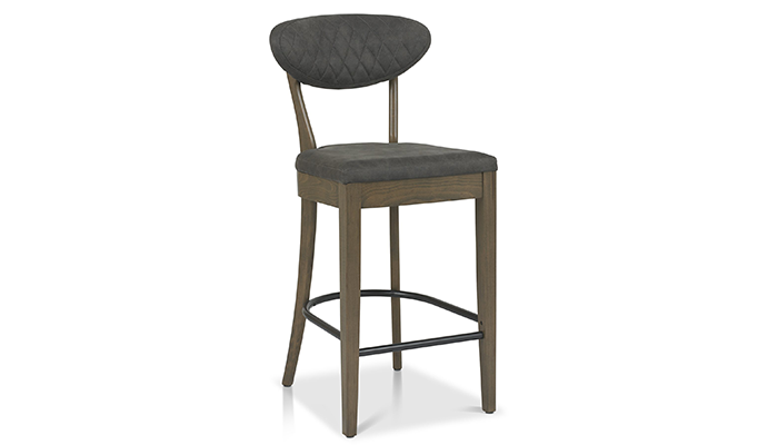 Margot Fumed Oak Upholstered Bar Stool- Dark Grey Fabric (Pair)