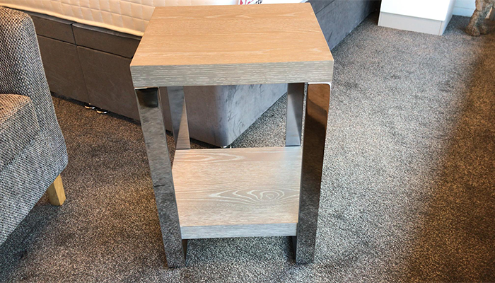 Edmonds Small Steel and Wood End Table, Side Tables