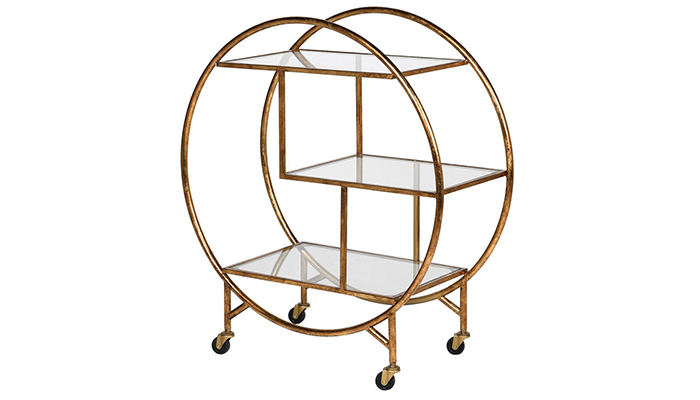 Deco Gold Glass Bar Trolley