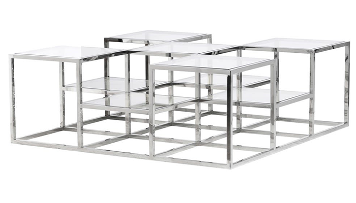 Metal and Glass Multi Coffee Table