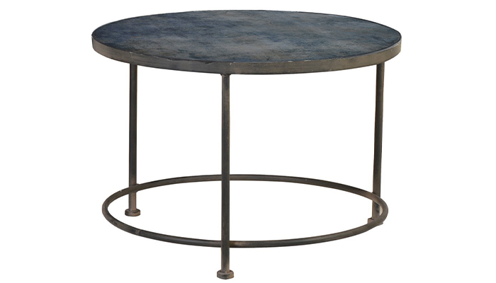 Prussian Blue Pattern Glass Top Coffee Table