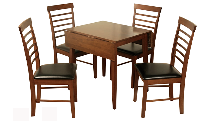 Dark Finish Square Dropleaf Dining Set with 4 Chairs