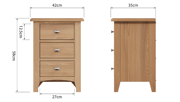 3 Drawer Bedside 