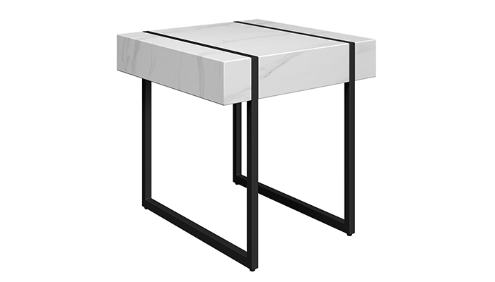 White Marble Effect Side Table