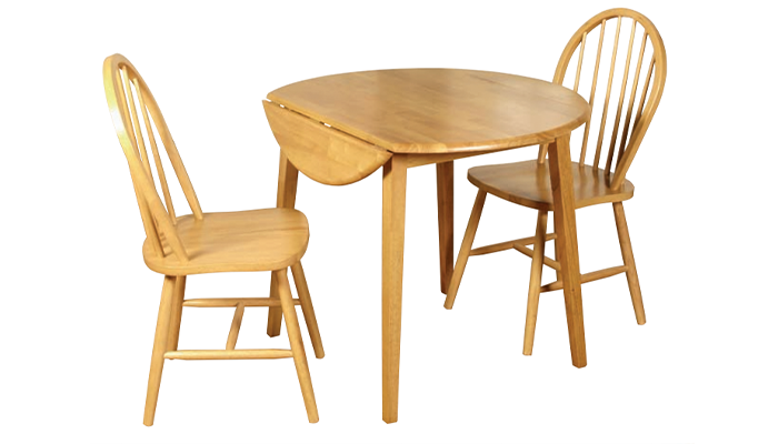 Light Finish Drop Leaf Dining Set with 2 Spindleback Chairs