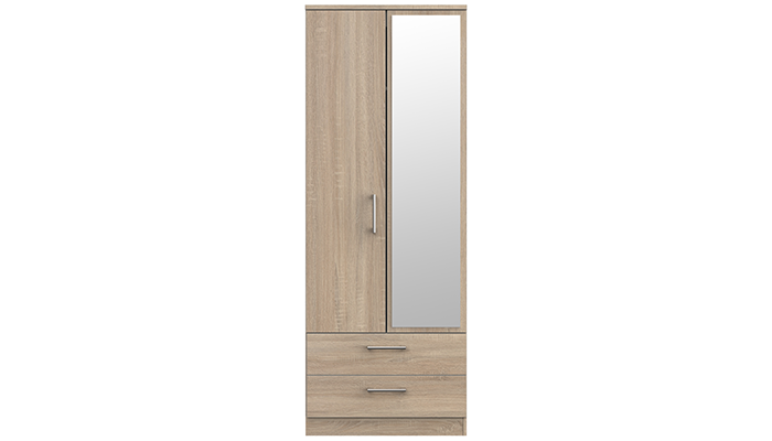 2ft6in 2 Drawer Mirror Robe