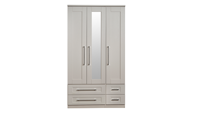 3 Door & 4 Drawer Robe with Central Mirror