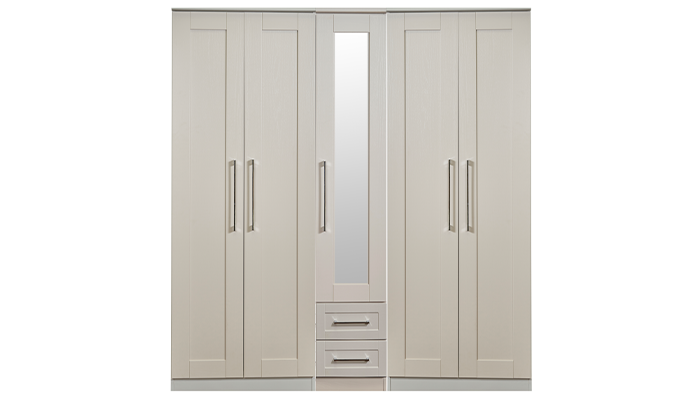 5 Door & 2 Drawer Robe with Central Mirror