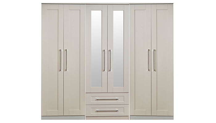 6 Door & 2 Drawer Robe with 2 Central Mirrors 
